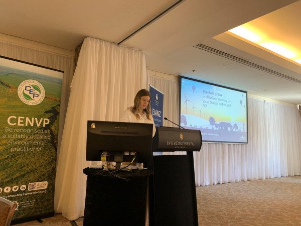 Umwelt team member presenting at the EIANZ 2023 Impact Assessment Symposium