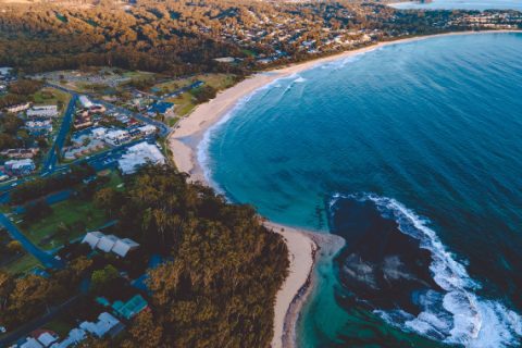 Aerial view of Mollymook Beach, Shoalhaven, NSW, Australia